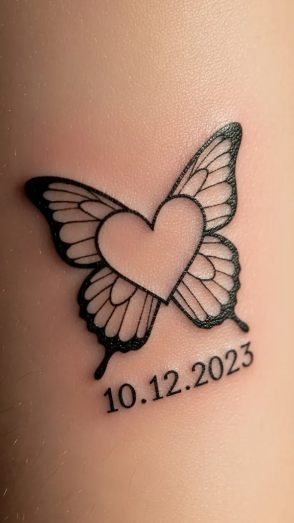 Heart Butterfly with Date
