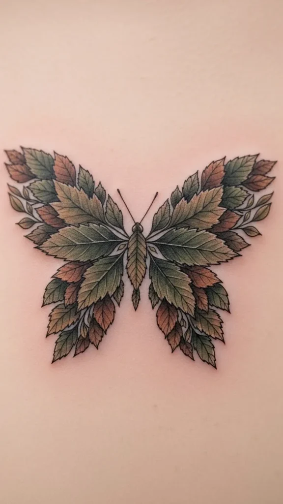  Heart Butterfly with Leaves