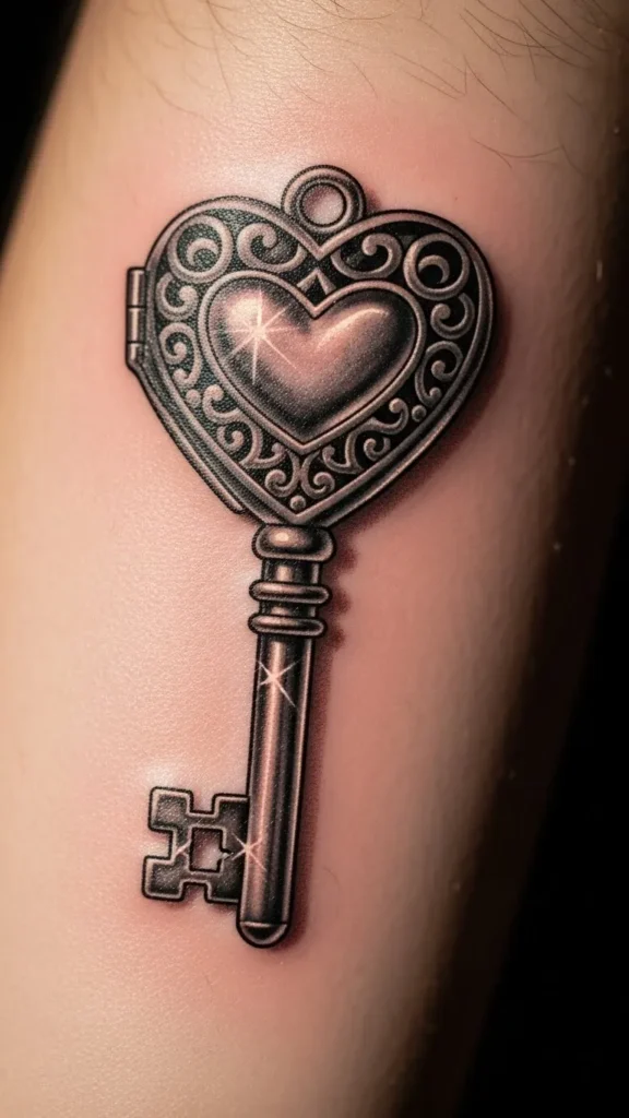 Heart Locket Key Tattoo