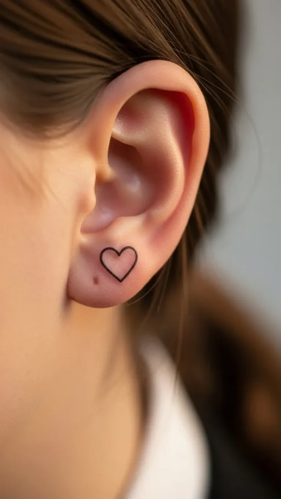 Heart Name Tattoo Behind the Ear