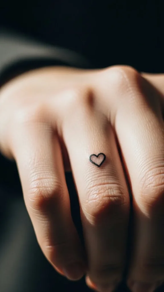 Heart Name Tattoo on the Finger Base