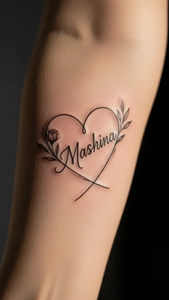 Heart Name With Floral Accent
