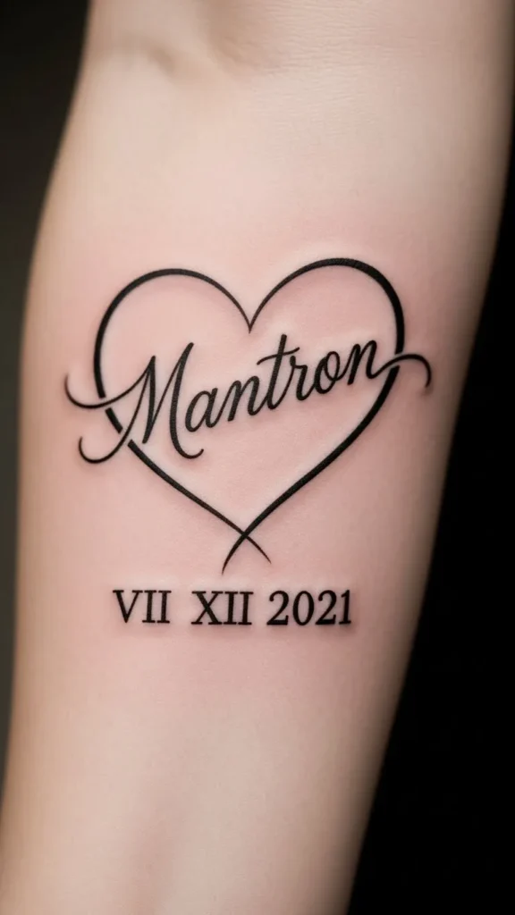 Heart Name With Roman Numerals