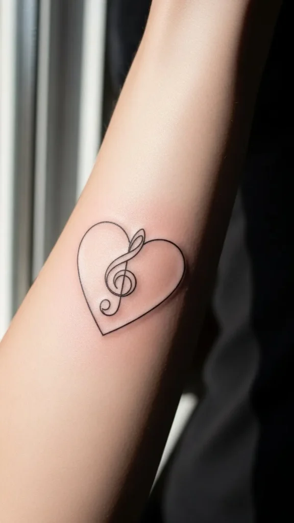 Heart Outline Wrapped Around a Treble Clef