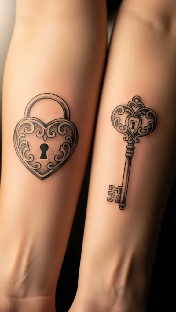 Heart-Shaped Lock and Key Pair