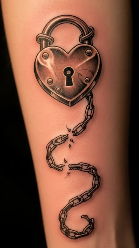 Heart-Shaped Lock with Chain Tail