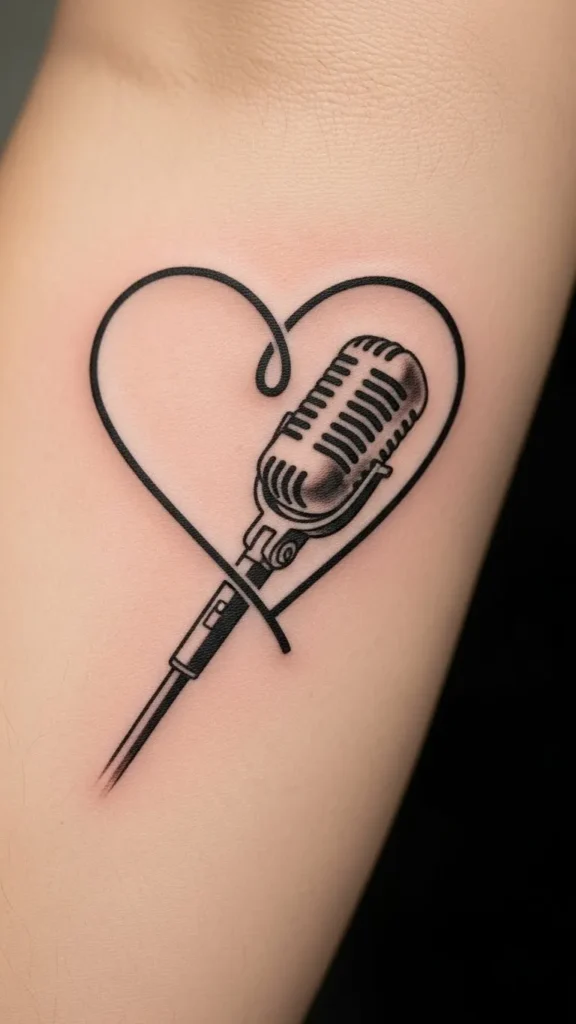 Heart With Microphone Silhouette