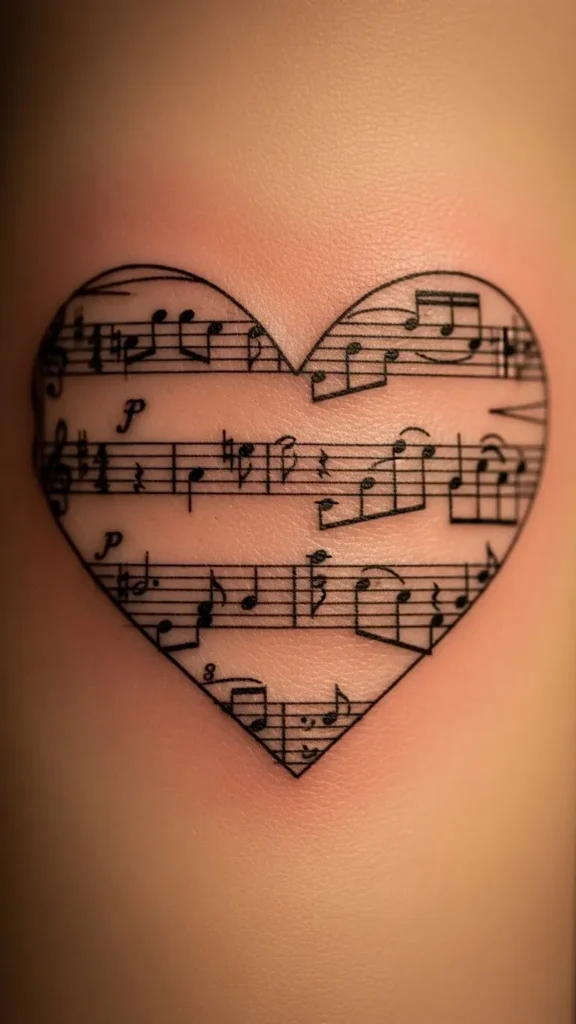 Heart With Sheet Music Texture