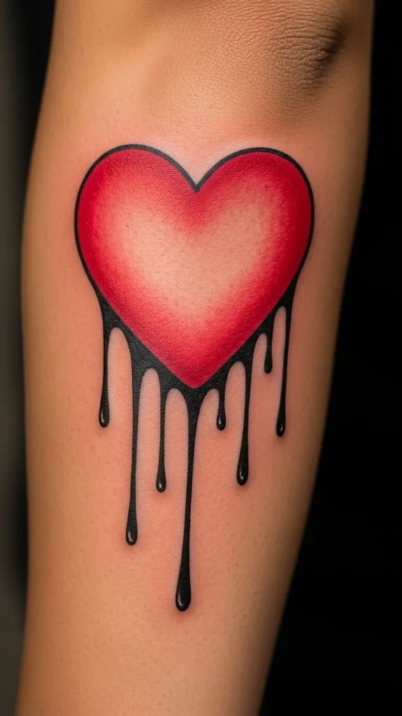 Heart with Dripping Ink Effect