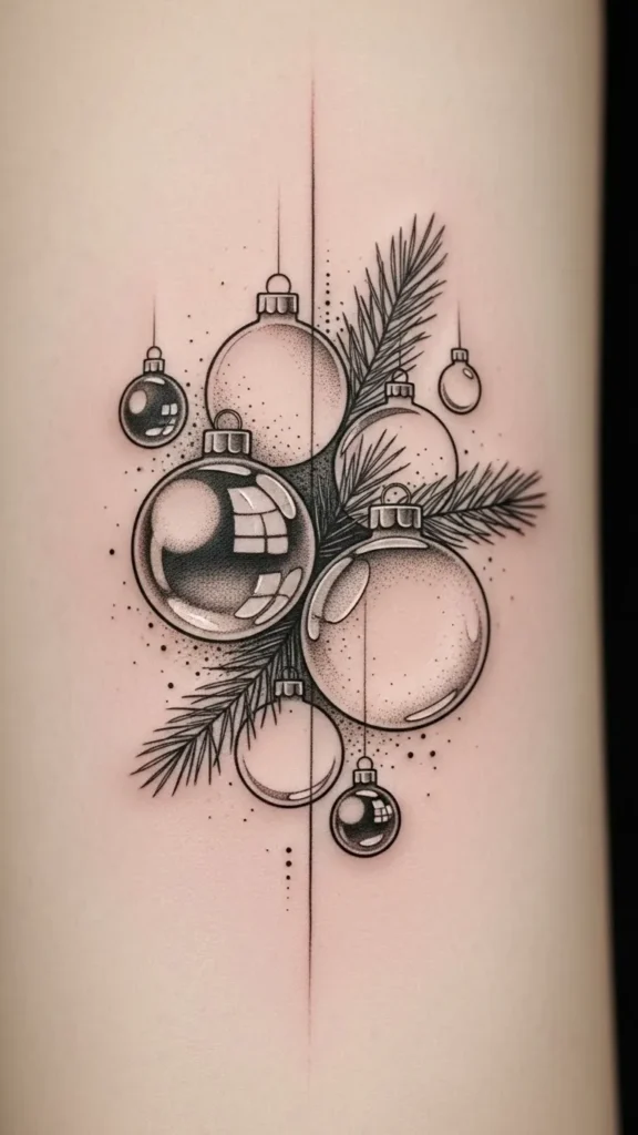 Holiday ornament outline tattoo