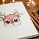 How to Draw a Cute Rudolph Reindeer Tattoo With a Bright Nose