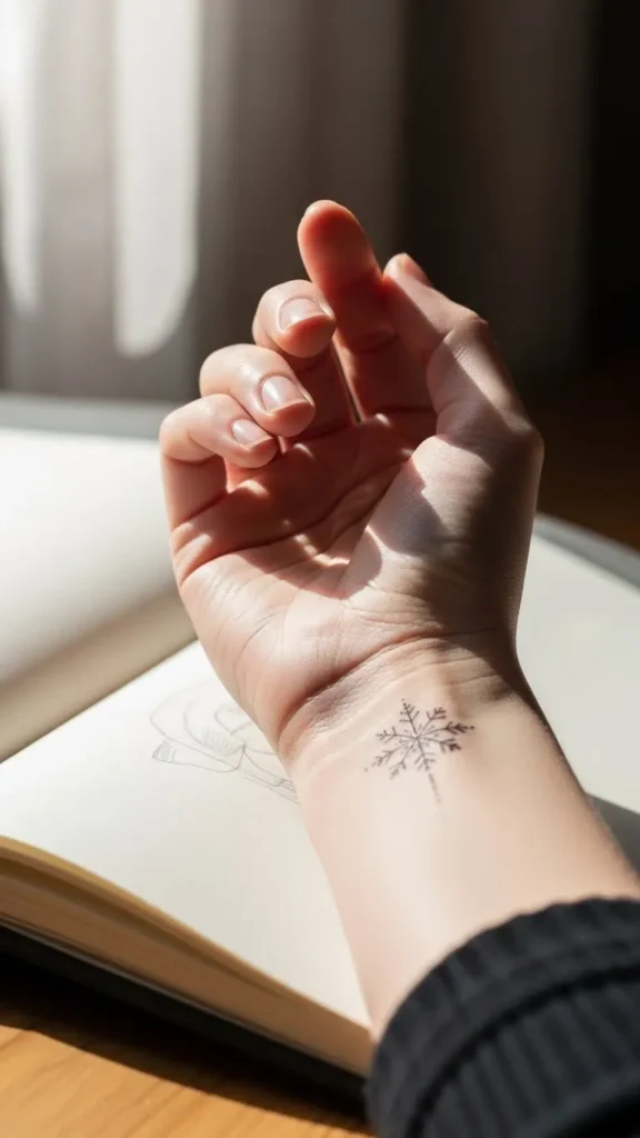 How to draw a snowflake wrist tattoo