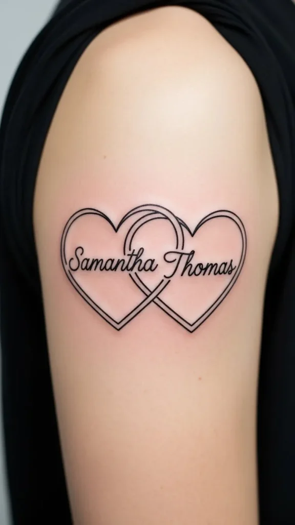 Interlocking Hearts With Two Names