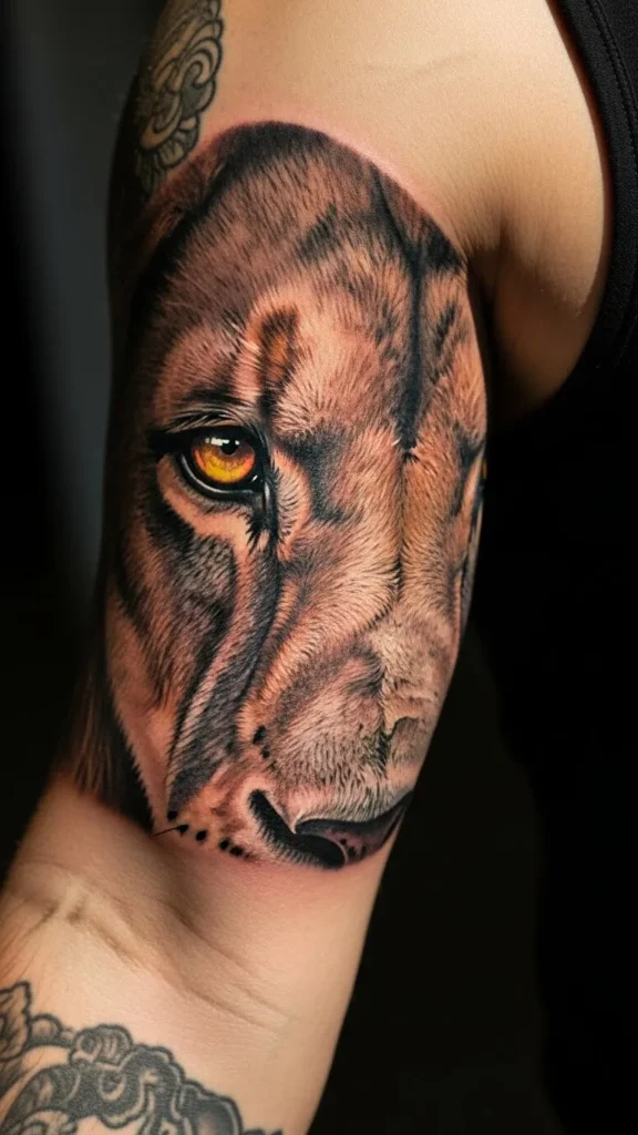 Lion Eyes Close-Up Tattoo