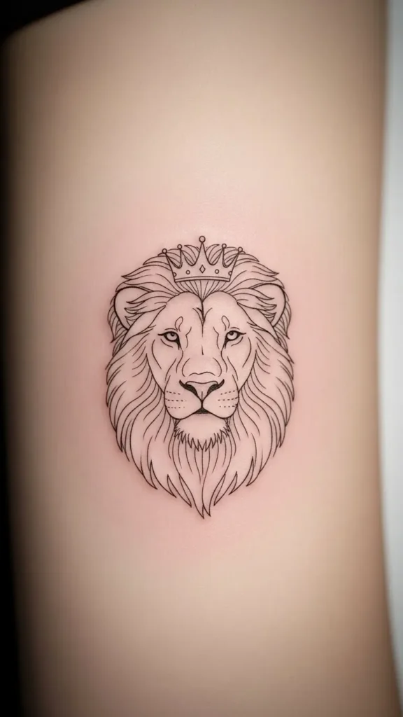  Lion Outline with Crown Accent