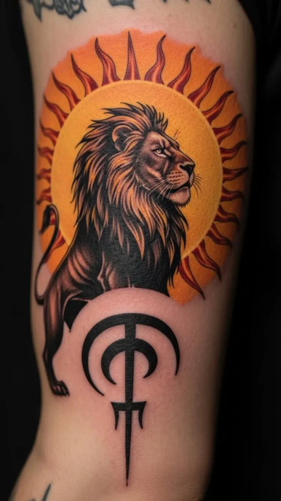 Lion and Sun Symbol