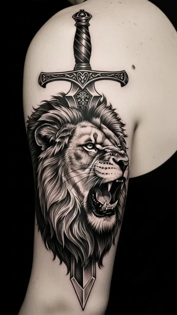 Lion with Sword Symbol