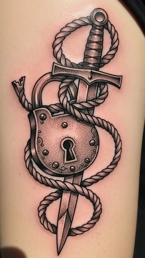 Lock Sword with Rope Binding