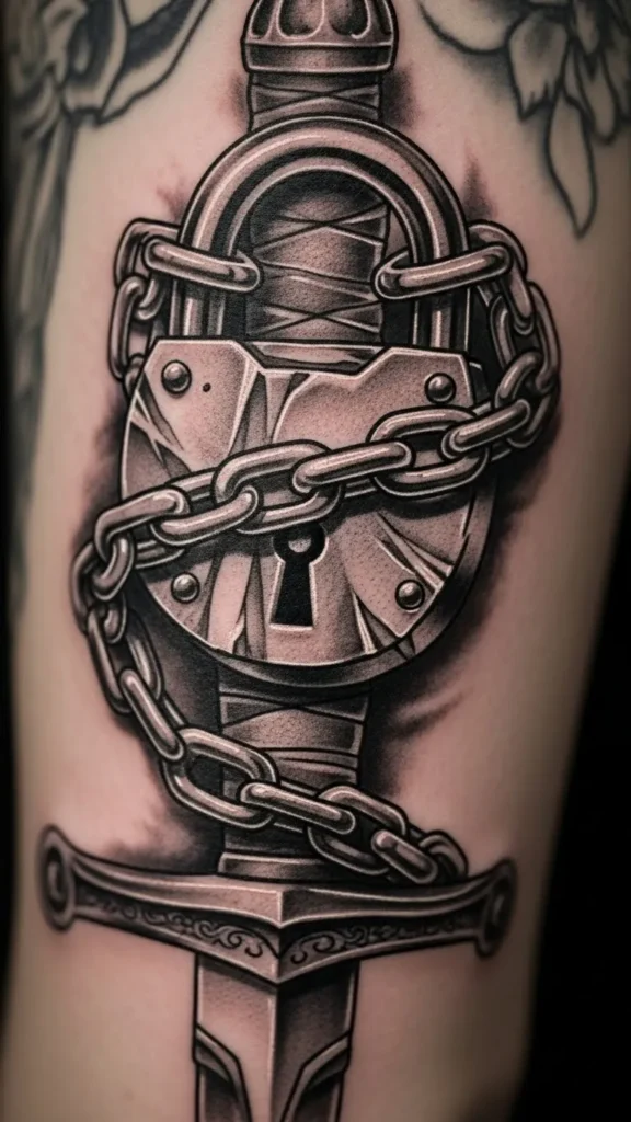 Lock Wrapped in Sword Chain