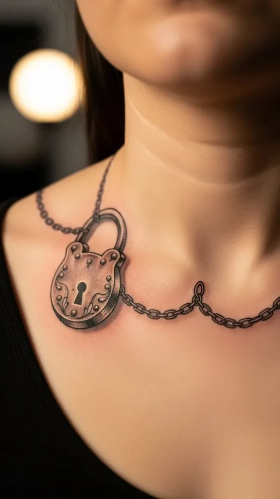 Lock on Collarbone Chain