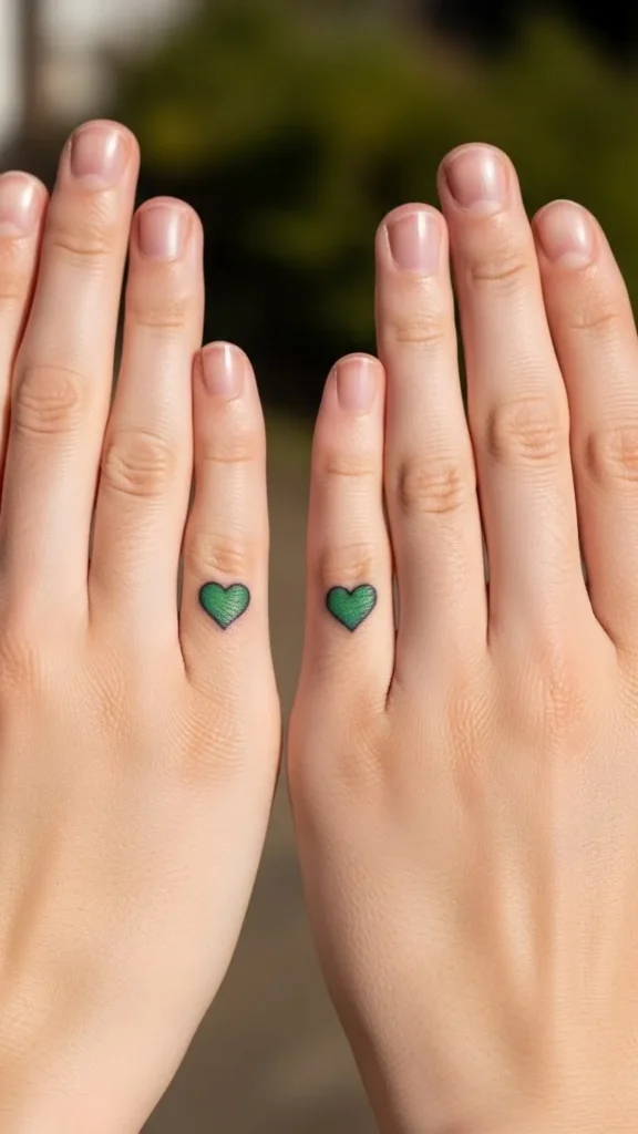 Matching Green Heart Pair