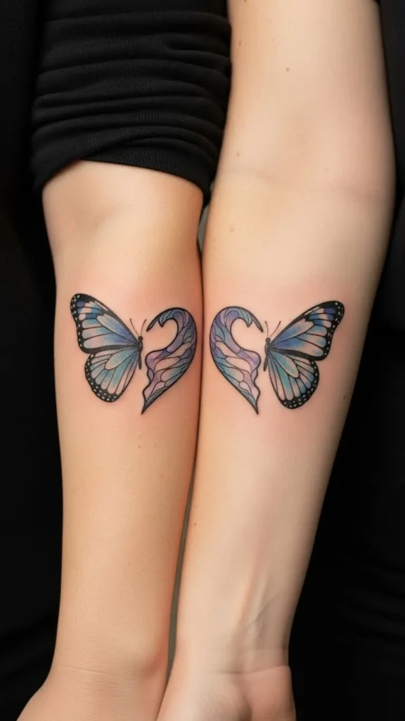 Matching Heart Butterfly Tattoos