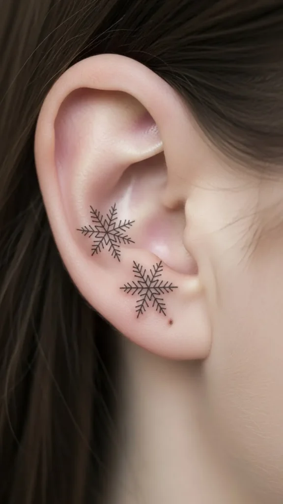 Micro Snowflake Pair Near the Ear