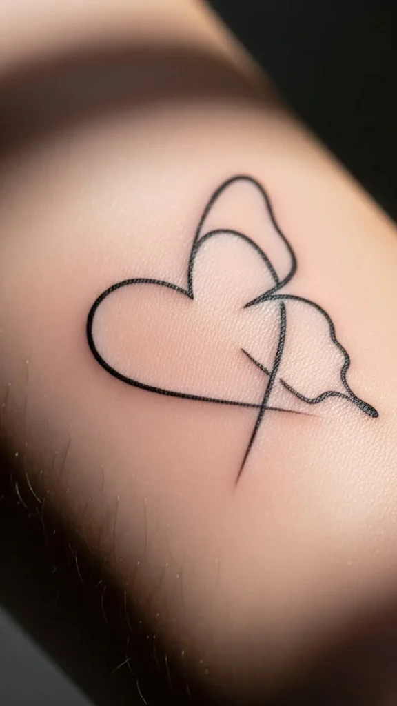Minimal Heart Butterfly Outline