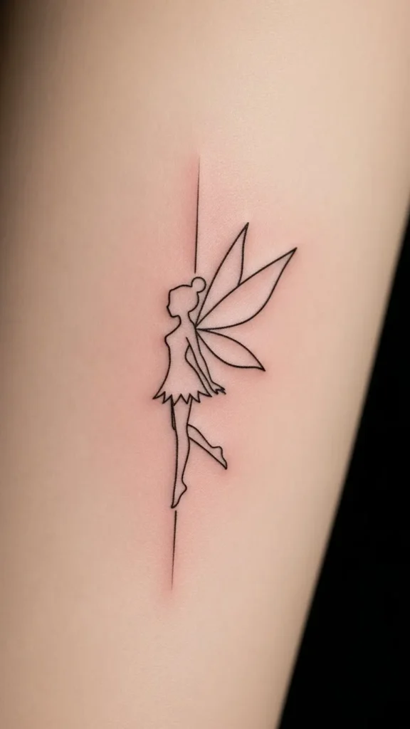 Minimal Line Fairy Silhouette