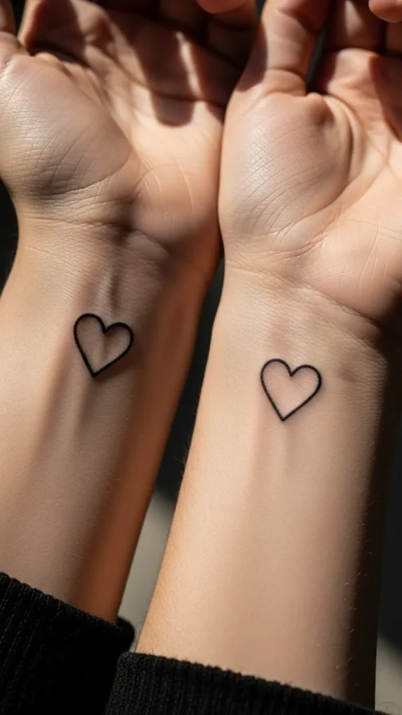 Minimal Outline Heart Pair