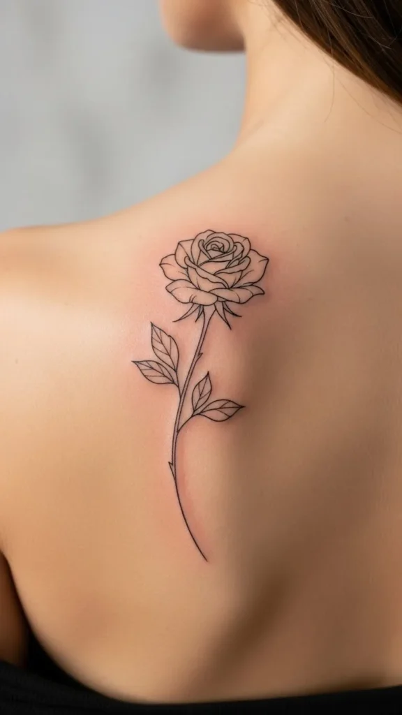 Minimal Rose on the Shoulder Blade