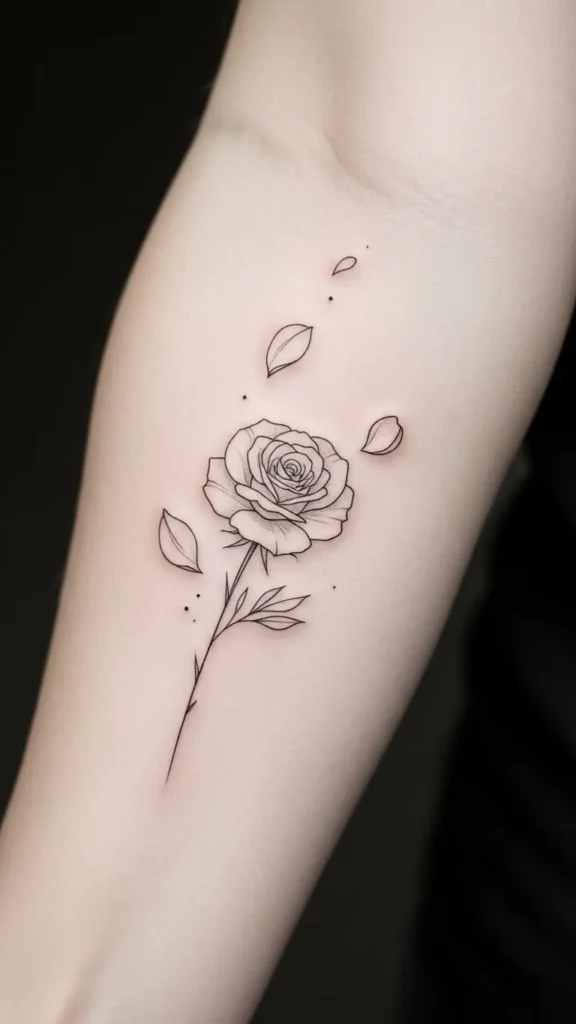 Minimal Rose with Floating Petals