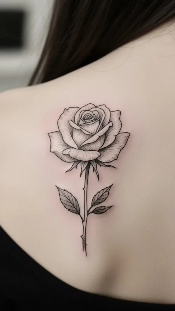 Minimal Rose with Open Petals