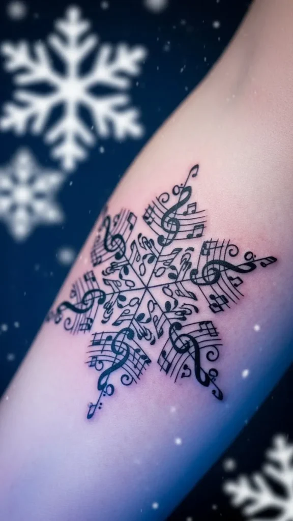 Music Notes Shaped Like a Snowflake