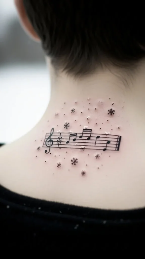 Music Staff with Falling Snow