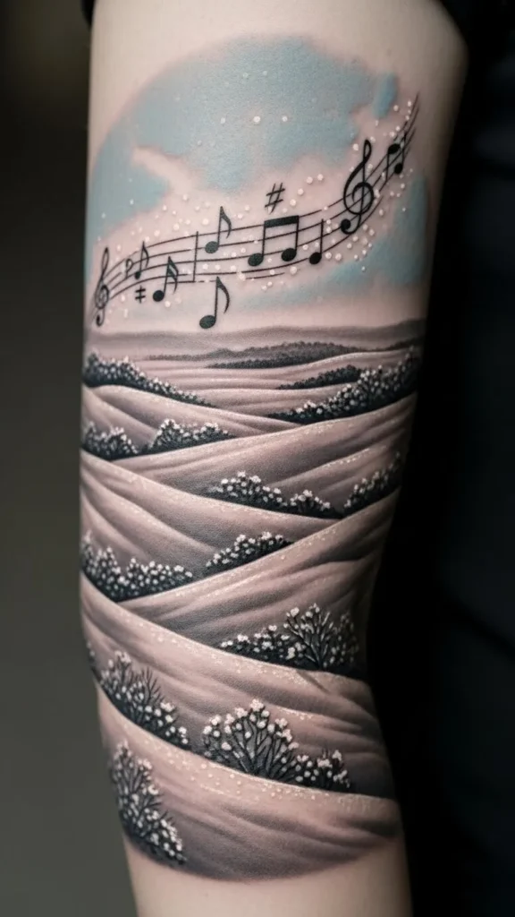 Notes Dancing Over Snowy Hills