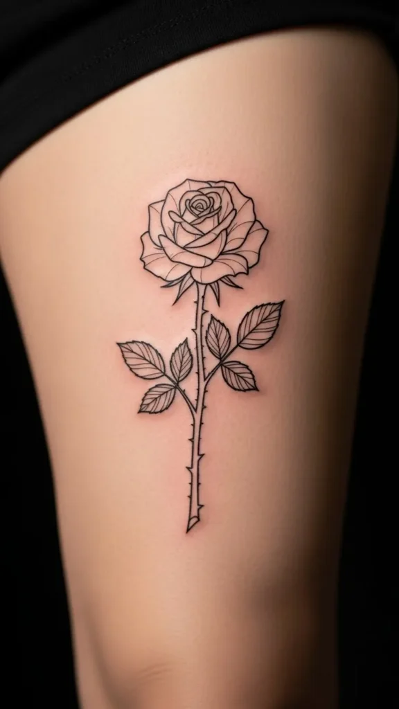 Outline Rose on the Thigh
