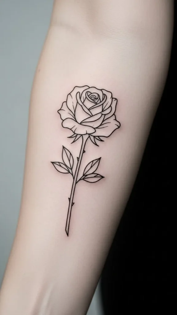 Outline Rose with Short Stem