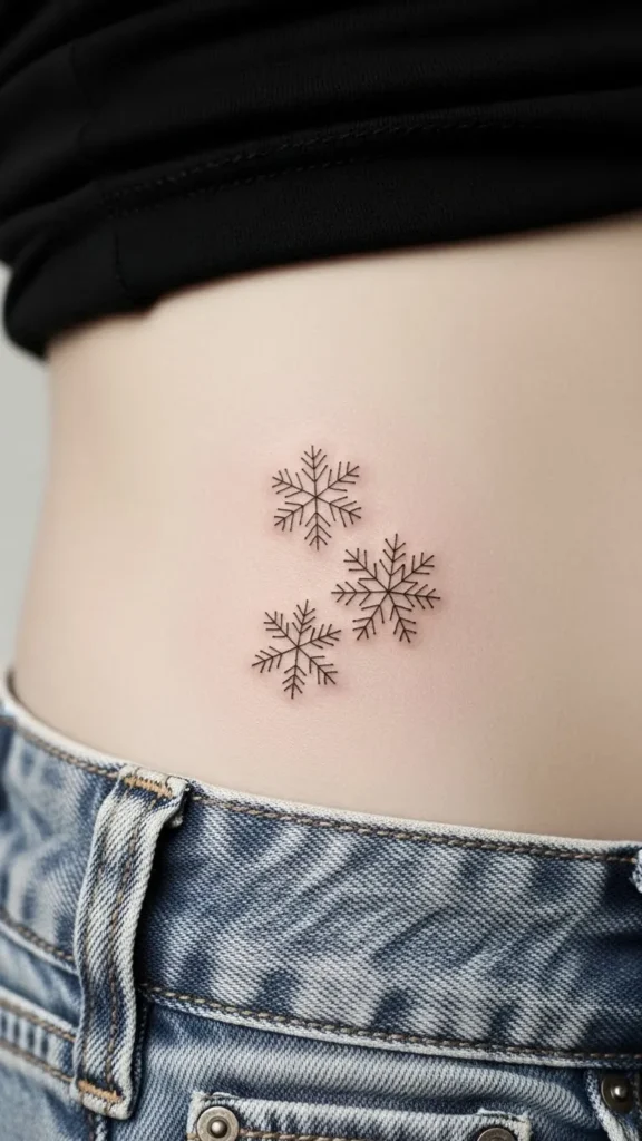 Petite Snowflake Corner Cluster on the Hipbone