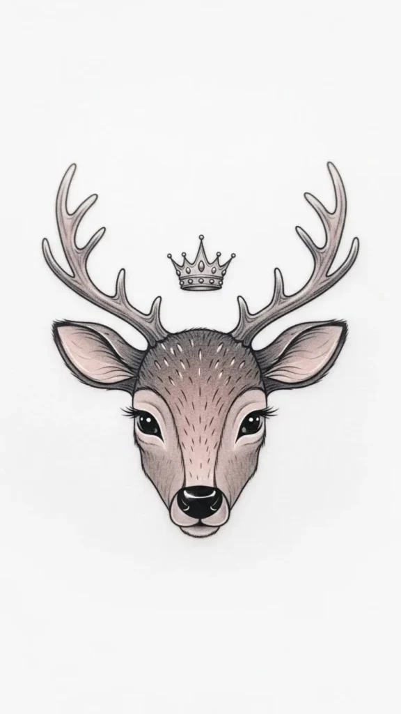  Reindeer Face With Simple Crown