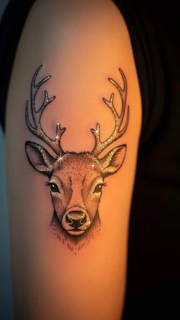 Reindeer Face With Sparkle Dots