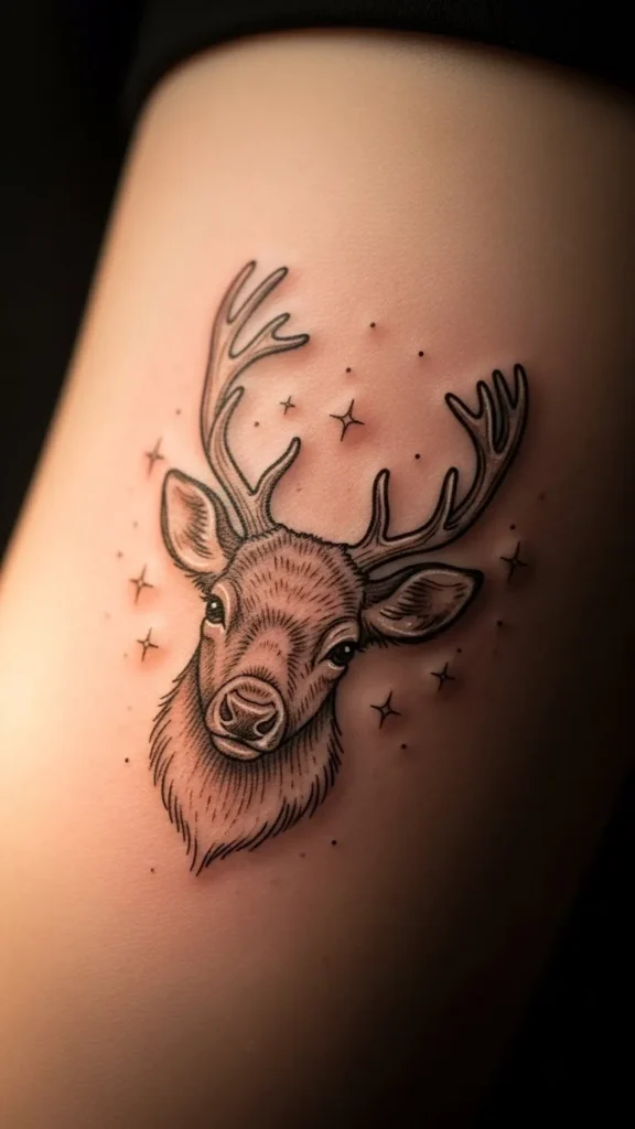 Reindeer Face With Star Accents