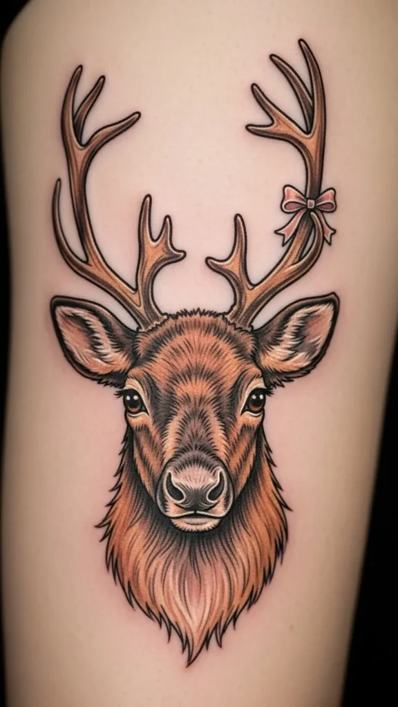 Reindeer Face With Tiny Bow