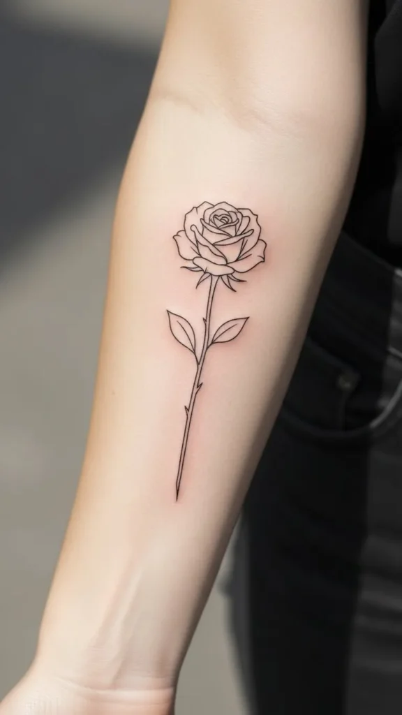 Rose Outline with Long Stem