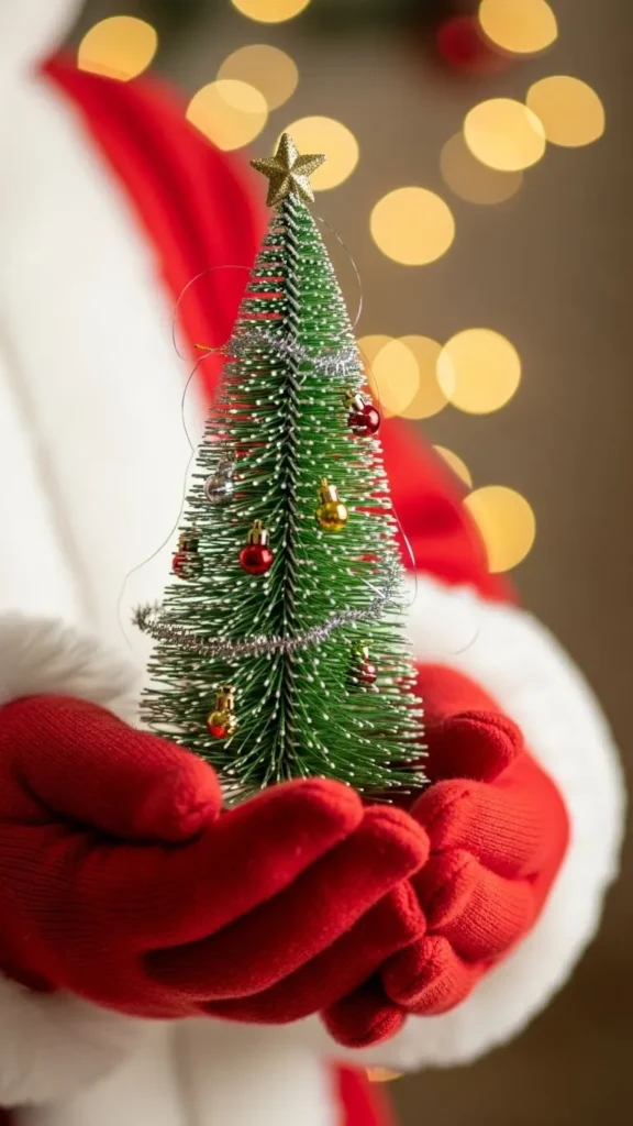 Santa Gloves With a Mini Tree