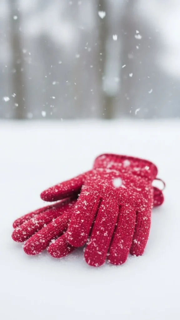 Santa Gloves and Falling Snow