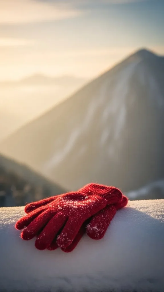 Santa Gloves and Snowy Mountains