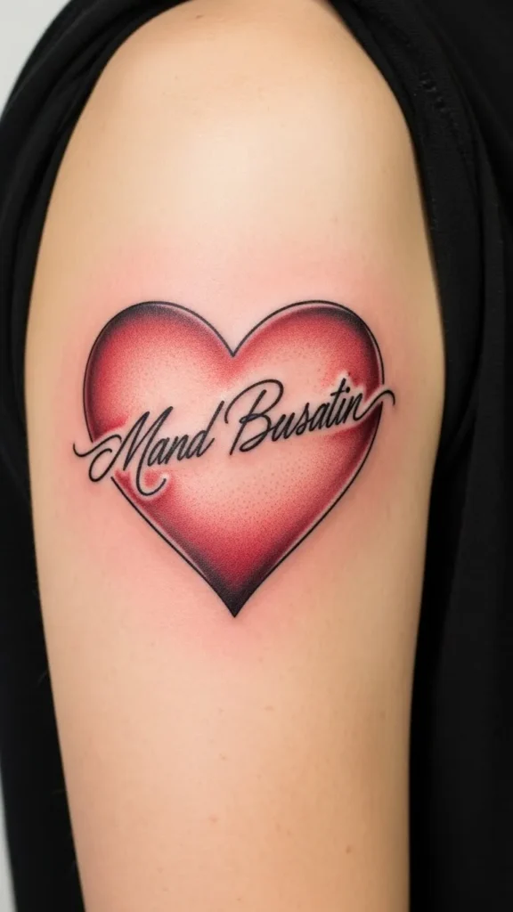 Script Name Inside Solid Heart