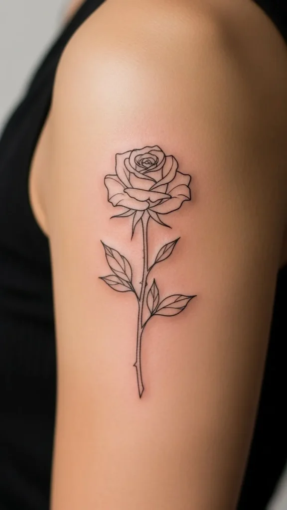 Side Profile Rose Outline