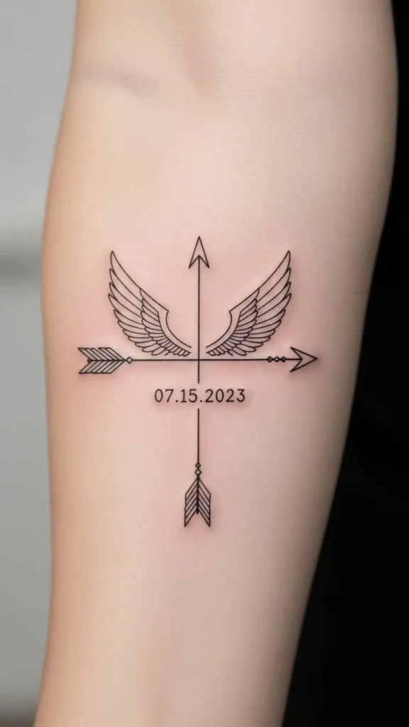 Simple Winged Arrow with Date